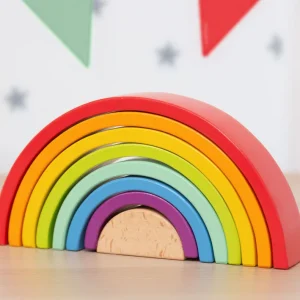 Arcoíris de Madera Montessori KioKids – Juguete Educativo Waldorf con 8 Piezas (+18 Meses)
