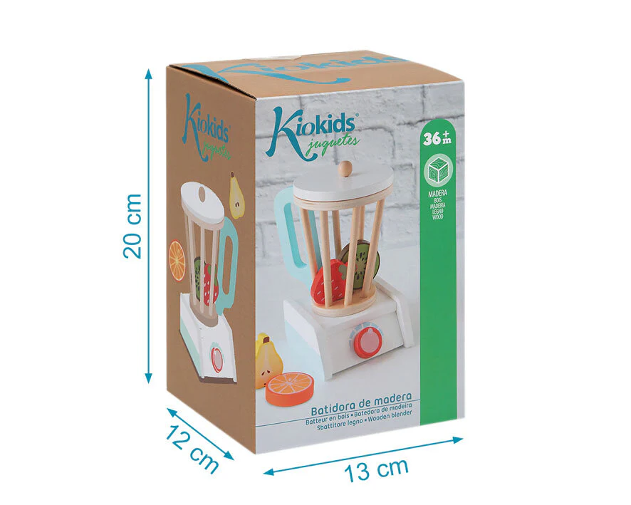 Batidora de Vaso de Madera Infantil KioKids – Juguete de Imitación con Frutas (+3 Años) - Imagen 3