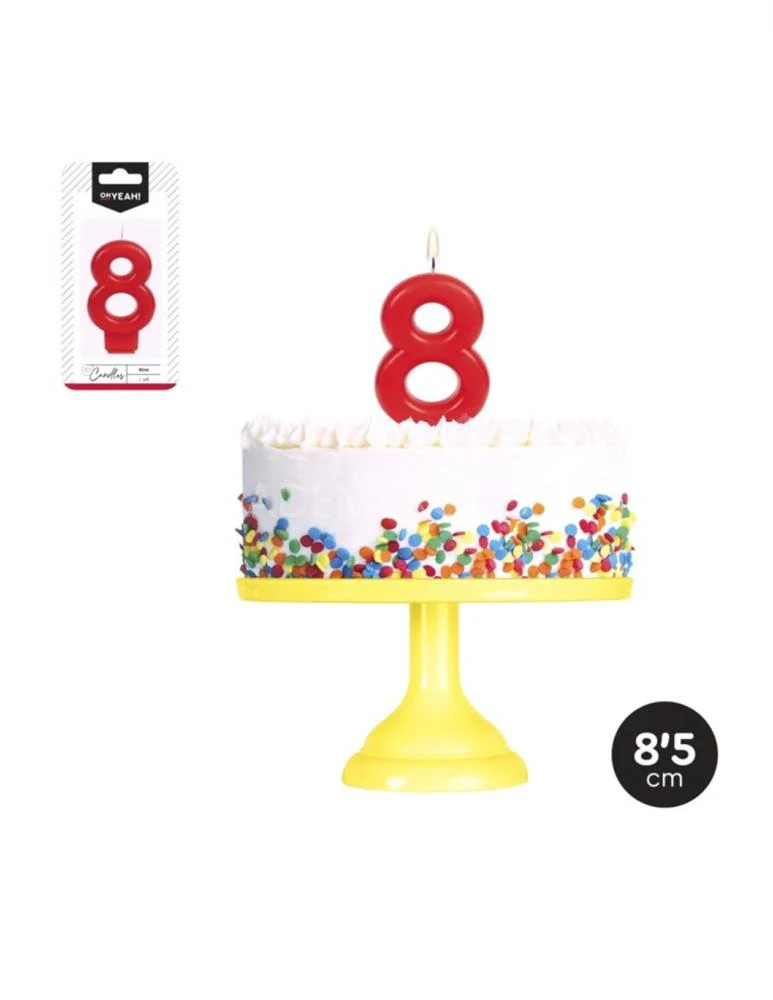 Vela Cumpleaños Nº 8 Roja Oh Yeah - Imagen 2